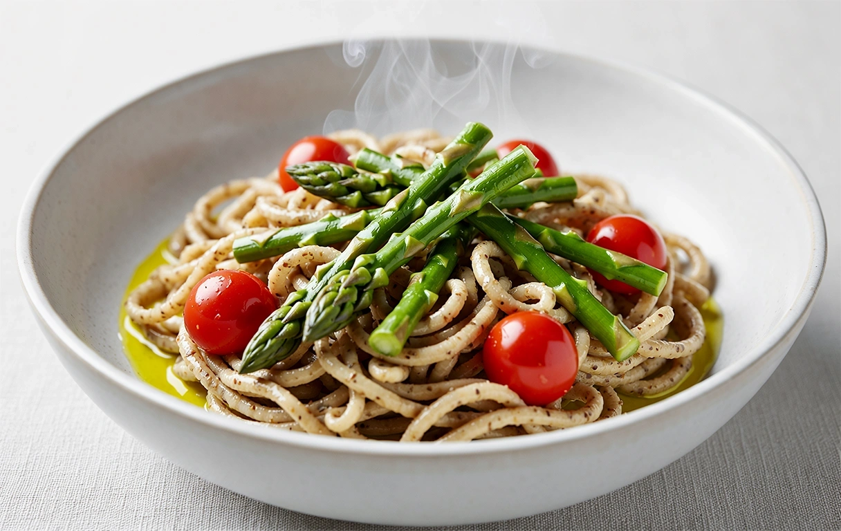 Pasta integral con espárragos